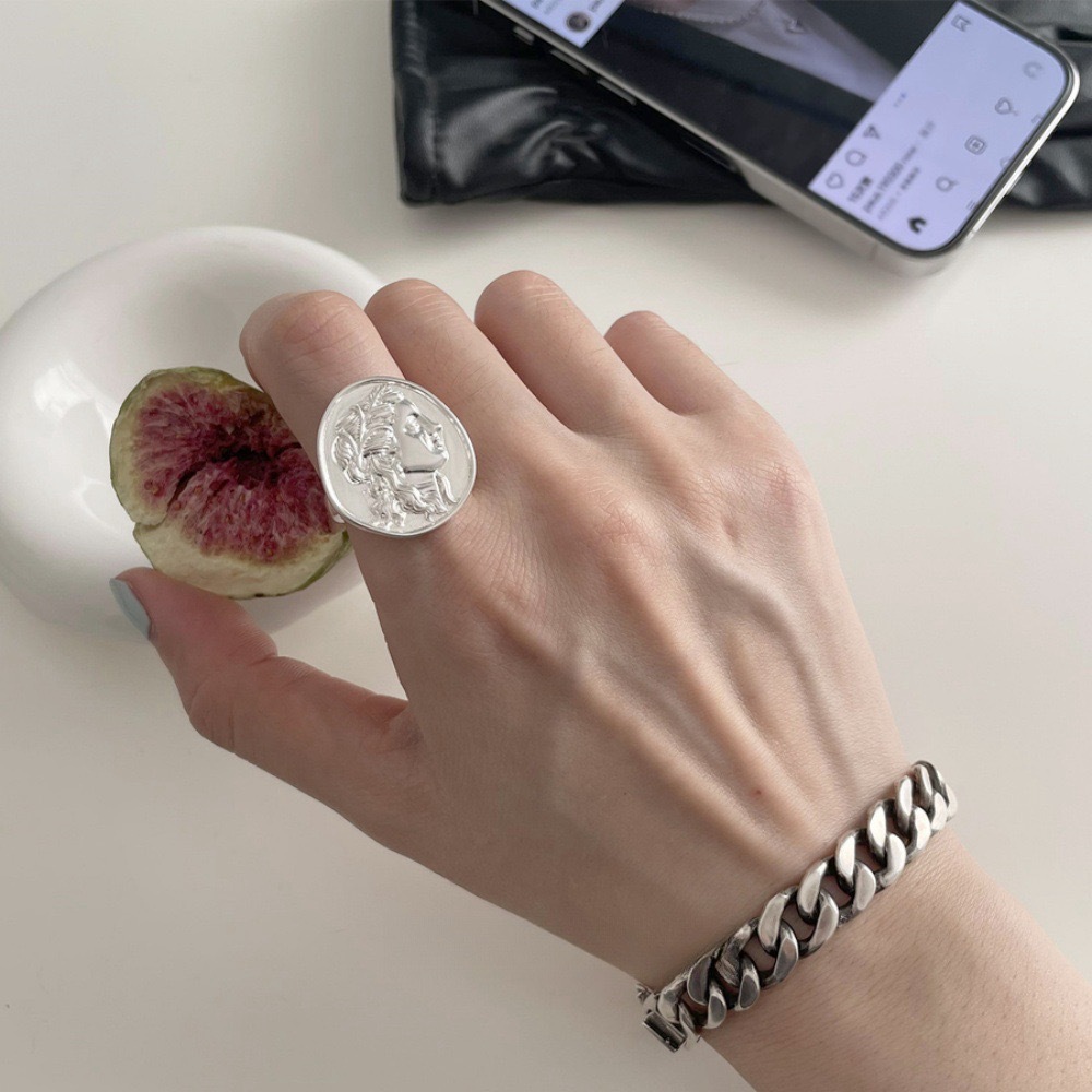 Desinger Rings New in 925 Sterling Silver Smooth Surface Adjustable Rings Roman Coin Design Korean-style Design Minimalist Ins-inspired Rings wholes