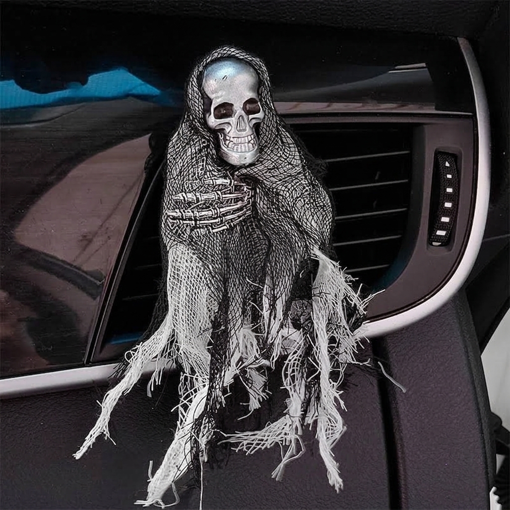 Halloween Grim Reaper Skull Car Air Vent Clip Freshener Gothic Death Skeleton Aromatherapy Diffuser Auto Interior Decor