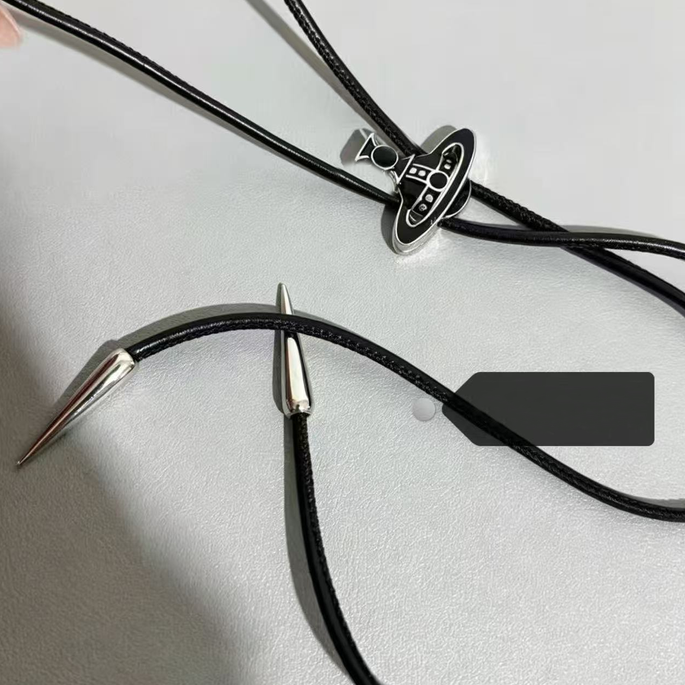 Saturn Tie Necklace Men's And Women's Necklaces And Sweater Chains Designer Jewelry Necklace Black Magnetic Tie Knot Necklace Punk Fashion