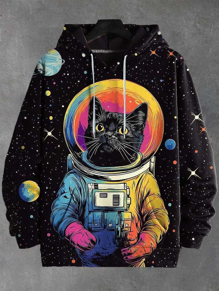 Hoodies Cartoon Graphic Space Cat For Men Women New In Pullover Sweatshirt Tracksuit Coat Men's Oversized Sport Hoody Coat D2609151
