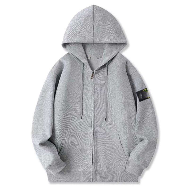 Stone Men and Women Fall/Winter Hooded Sweatshirt with Zipper and Cap Comfortable and Breathable Men's and Women's Matching Sweatshirt Pul
