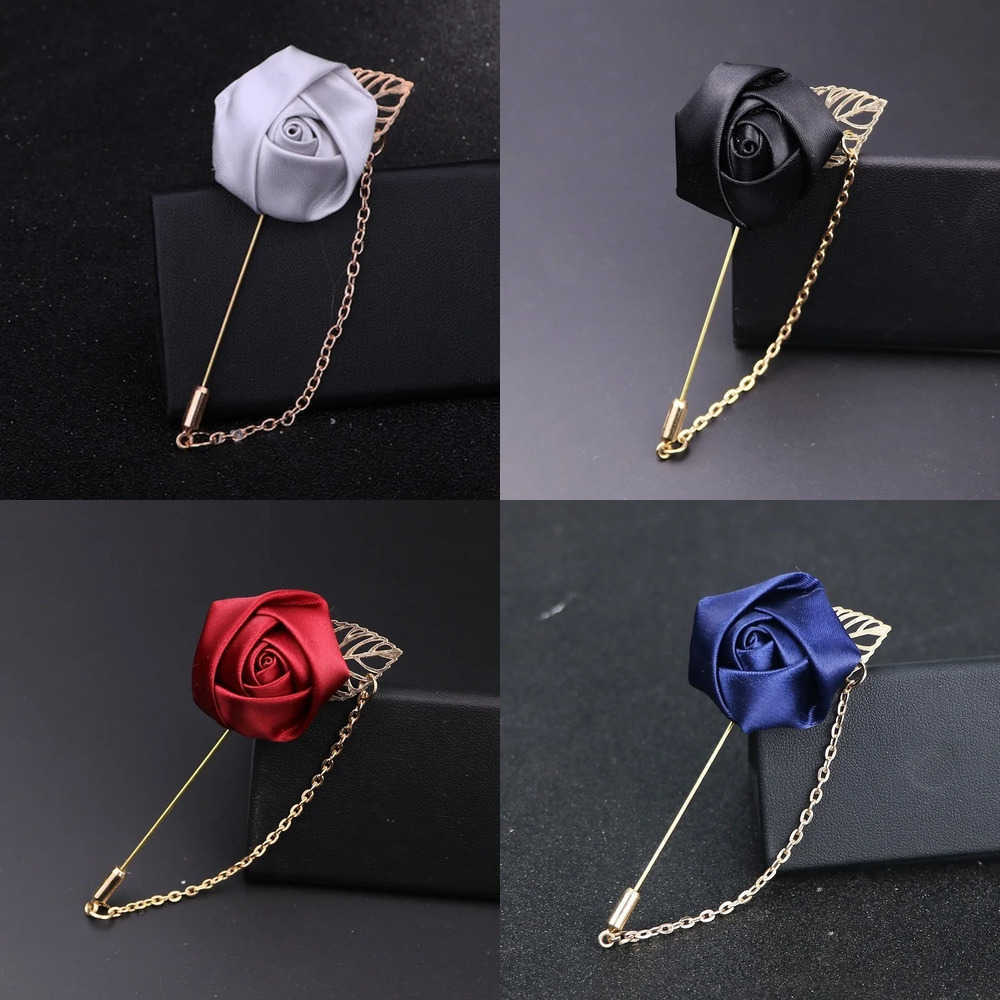 Rose Suit 1pcs Men's Flower Brooches Pins Canvas Fabric Ribbon Tie Brooch for Women and Men Clothing Dress Accessories 2023 J260915