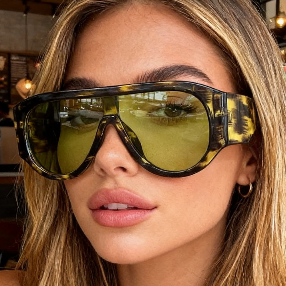 Women Men Fashion Luxury Big Gradient New Classic Thick Frame Oversized Sunglasses Retro Pilot Shades Black J260916