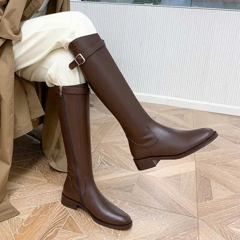 Low Black Elegant Heels with Shoes for Woman Long Brown Women's Boots Winter Knee High Shaft Stylish Lastest Price Goth D260916