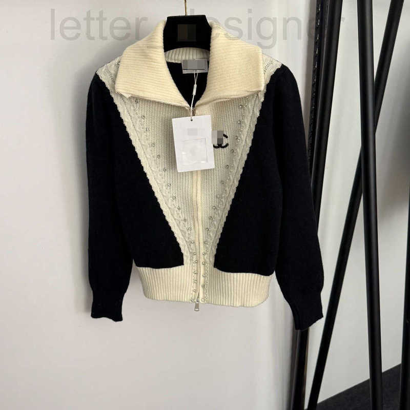 Designer Women's Knits & Tees women's new style long-sleeved knitted cardigan with a bow, beads, pearls rhinestones featuring a lapel coll