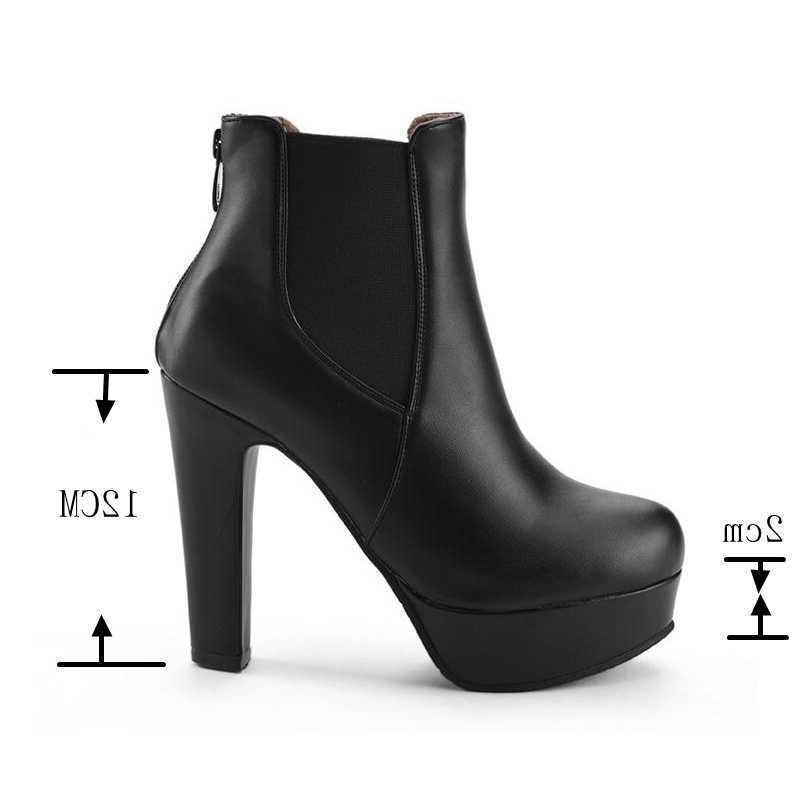 Ankle Women's ORCHALISA Boots fashion Platform Sexy 12cm High Heels Black White Heels Shoes Ladies 34-50 F1494 D260916