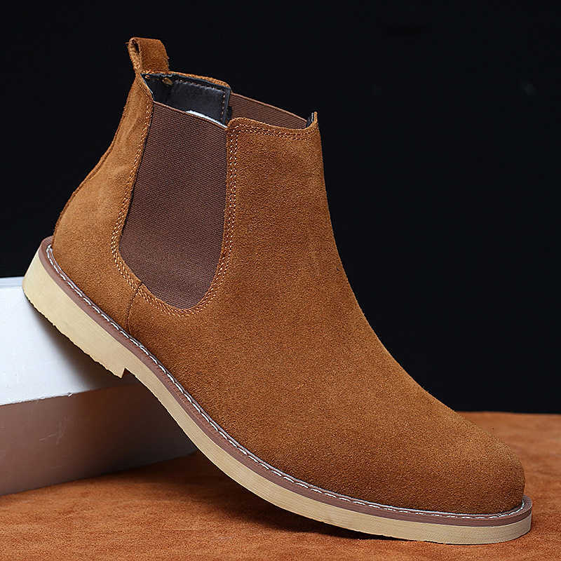 Spring/Winter Men Elegant Boots Chelsea Boots Men Cow Suede Leather Lovers' Casual Shoes Plus Size 47 Zapatillas Hombregy D260916