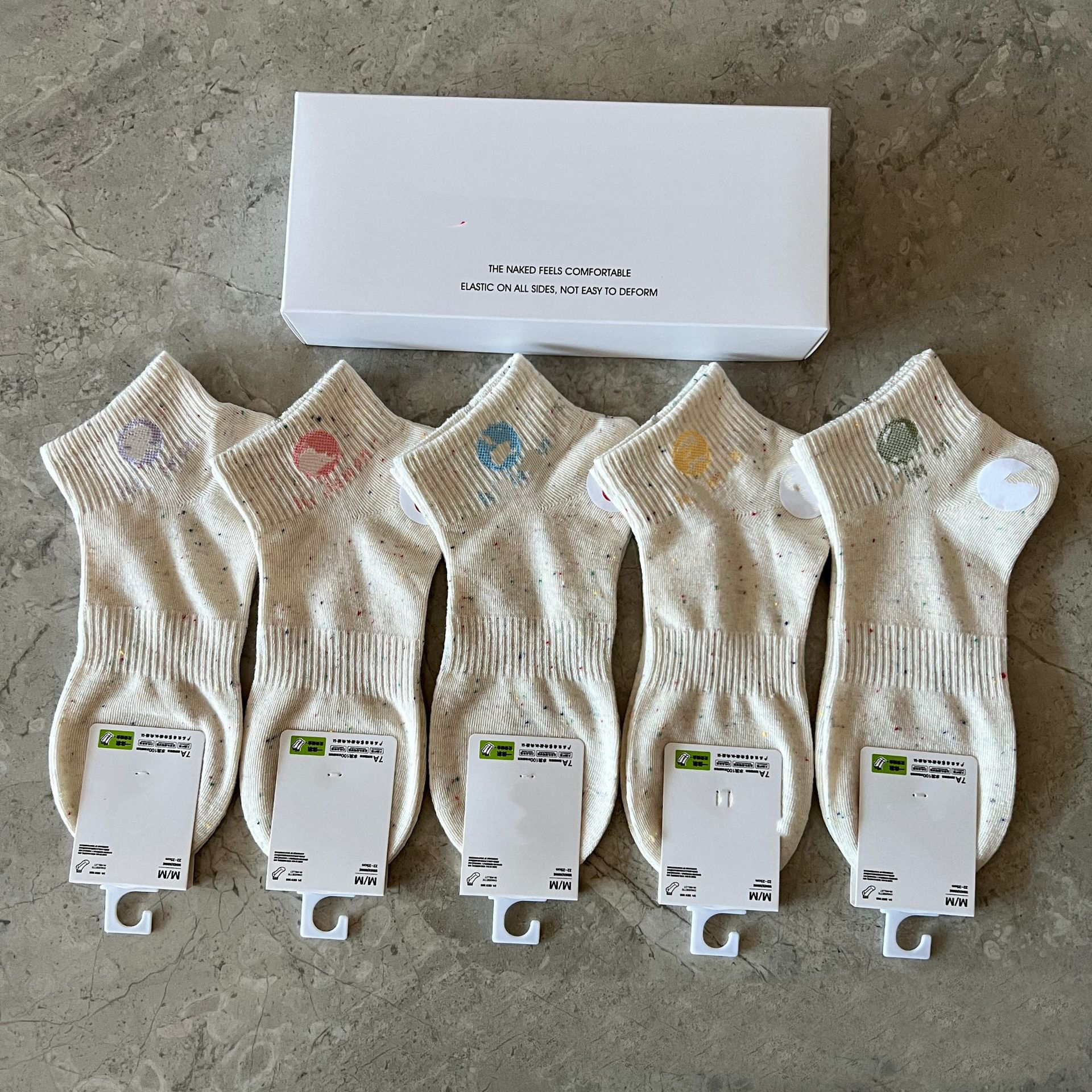 Five-pair Set, Small Horse Embroidery Design Designer Mid-calf Plain-colored Men's Cotton Socks, Sweat-absorbing And Breathable, Casual Multi-f
