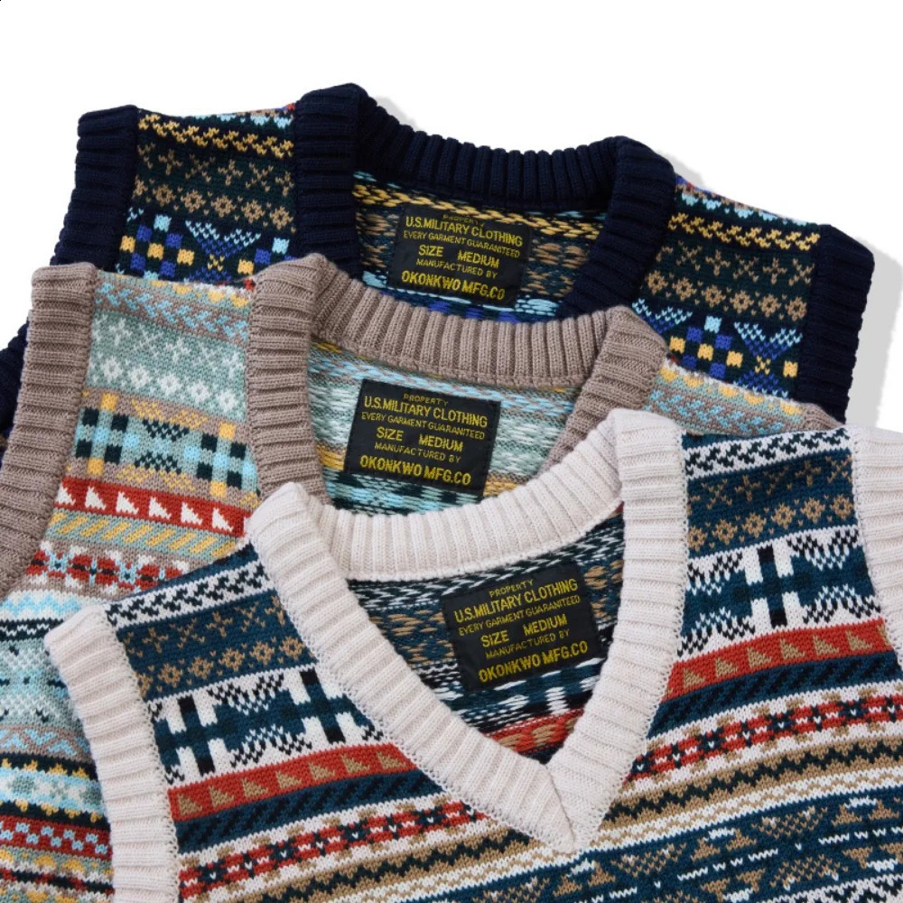 British retro patterned base vest for autumn and winter men 260916