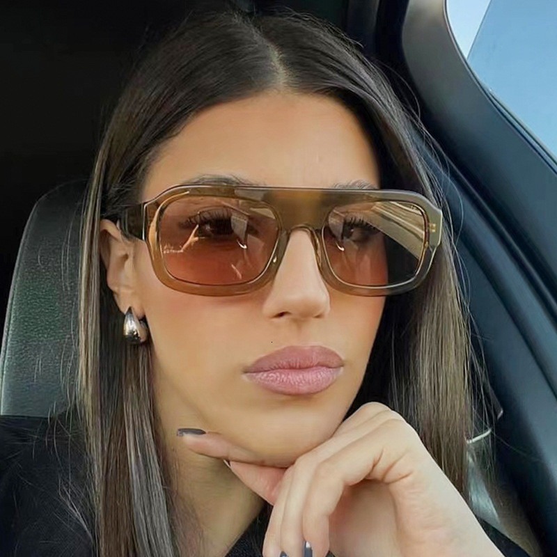 Double Bridges Women Sunglasses Big Frame Retro Brown Gradient Eyewear Fashion Luxury Designer Glasses Men Shades J260916