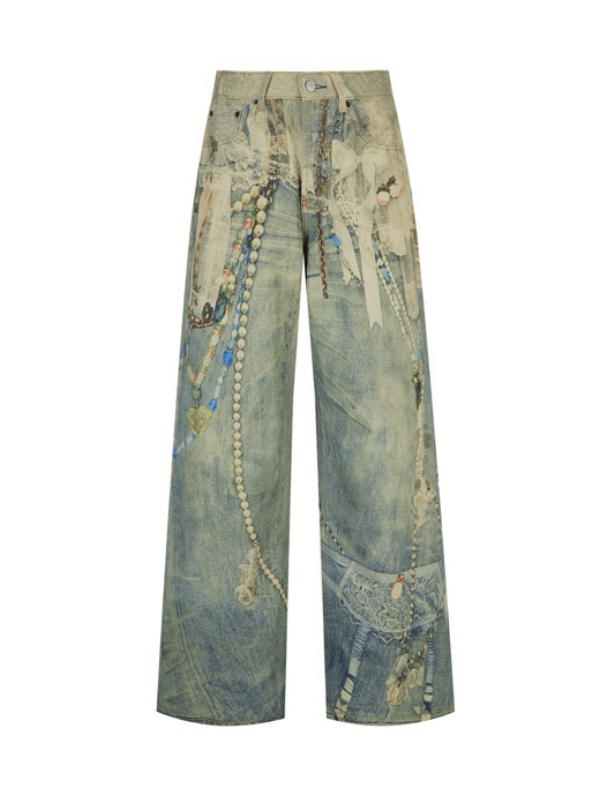 Men's and women's jeans, fashionable fashion brand logo embroidered pants, jogging designer sports quick drying pants, couple drawstring w