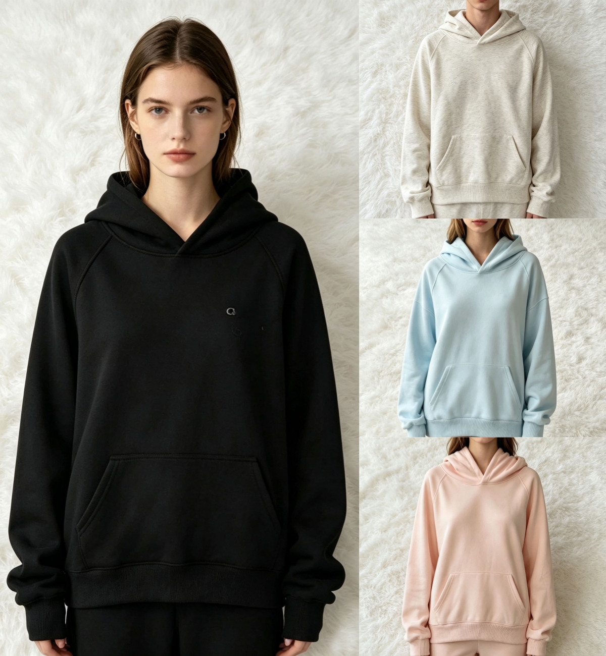 A2931 Pull à capuche unisexe pour femme épais pour l'automne et l'hiver, coupe régulière aux épaules, couleur unie, coupe ample, amincissante, po