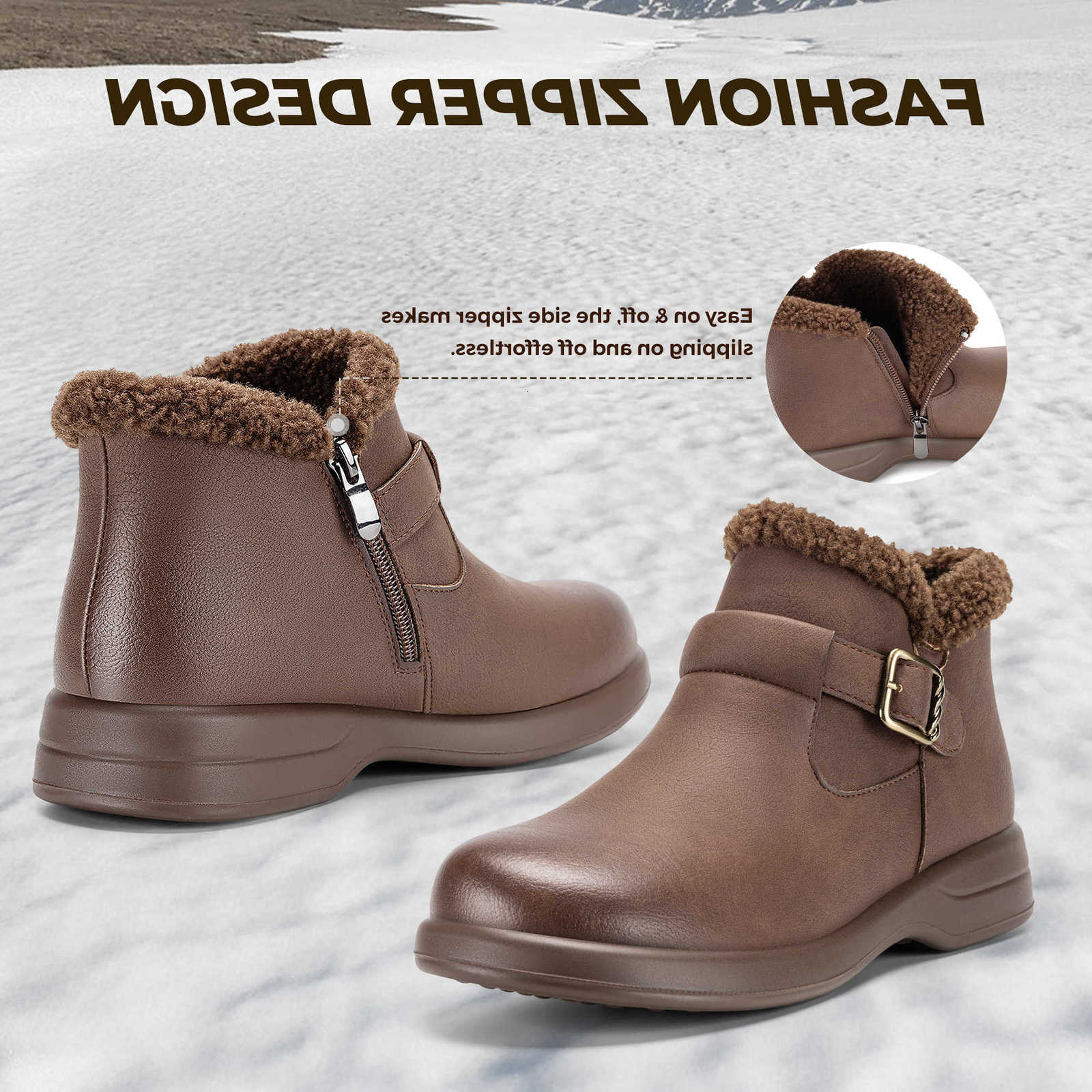 Outdoor Fittington Women's Winter Boots Wide Ankle Snow Boots Casual fashion Warm Ladies Shoes for Women Thick Heel D260916
