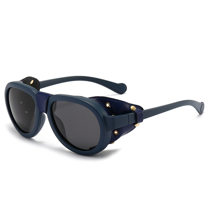 Polarized Sunglasses For Women Men Round Steampunk Leather Eyeglasses Vintage Luxury GOGGLES Brand Designer Oculos UV400 Gafas J260916