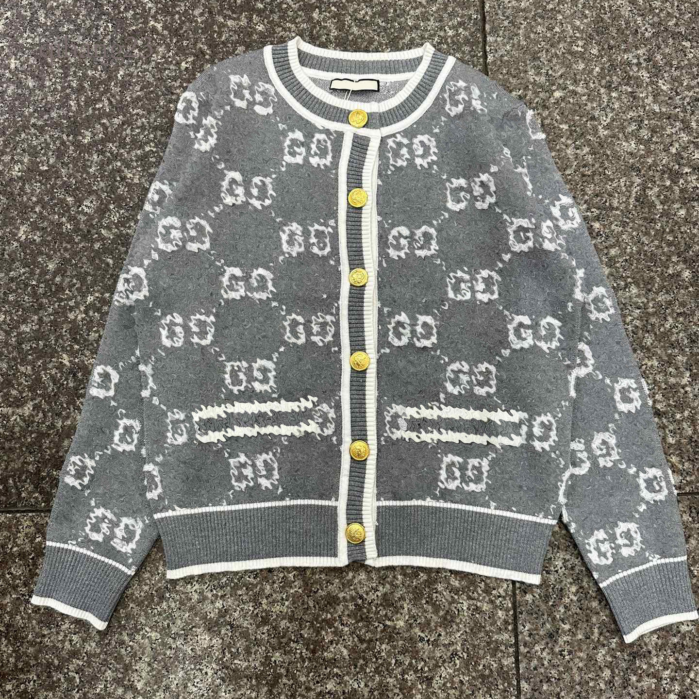 Gg Sweater Designer Women Cardigan Sweater Slim Fit Round Neck GG Pattern Contrasting Colors Knitwear Sweaters Autumn Luxury Leisure Fashionable Gg