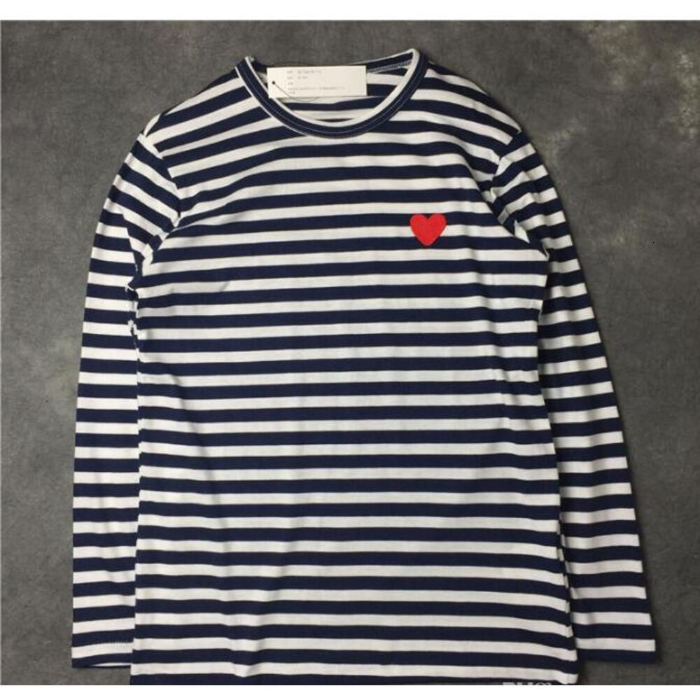 Play Long Sleeve T Shirt Designer Pullover Stripes Shirt Fashion High Quality Luxury Trend Casual Stripe Outfits Long Sleeve Round Red Heart Commes