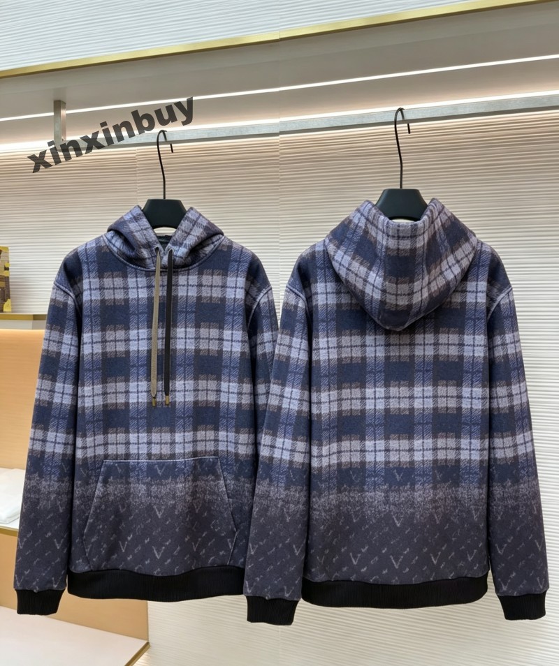 Men Plaid Gradient Sweatshirt Hoodie Designer Women Paris Letter Embroidery jacquard cotton Long Sleeve Man Paris Street gray black gray red XS-3XL