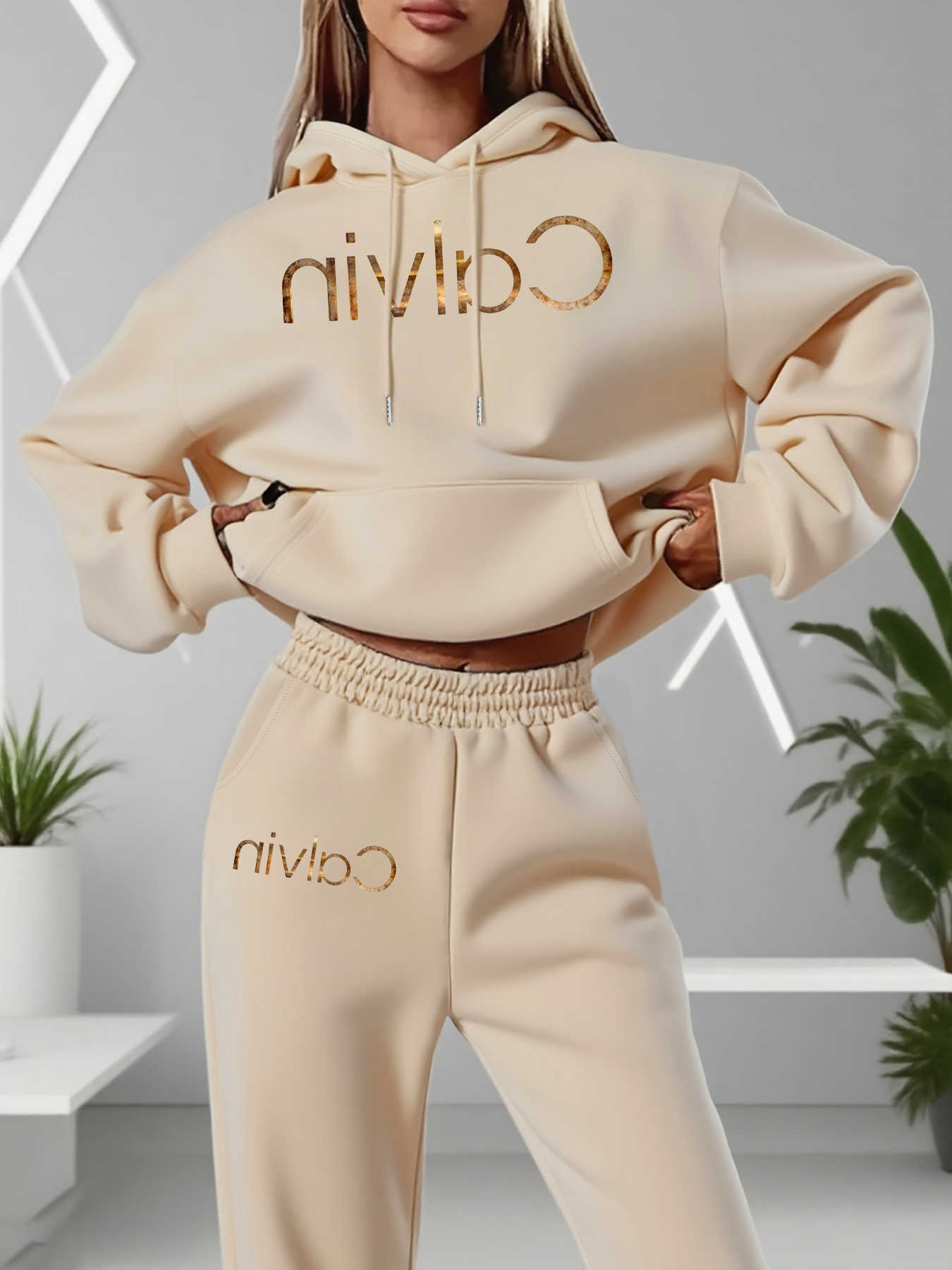 fashion Women's pullover and pants set printed design set women's fall/winter pullover outfit plus size wo clothes outfits S260916F6OT