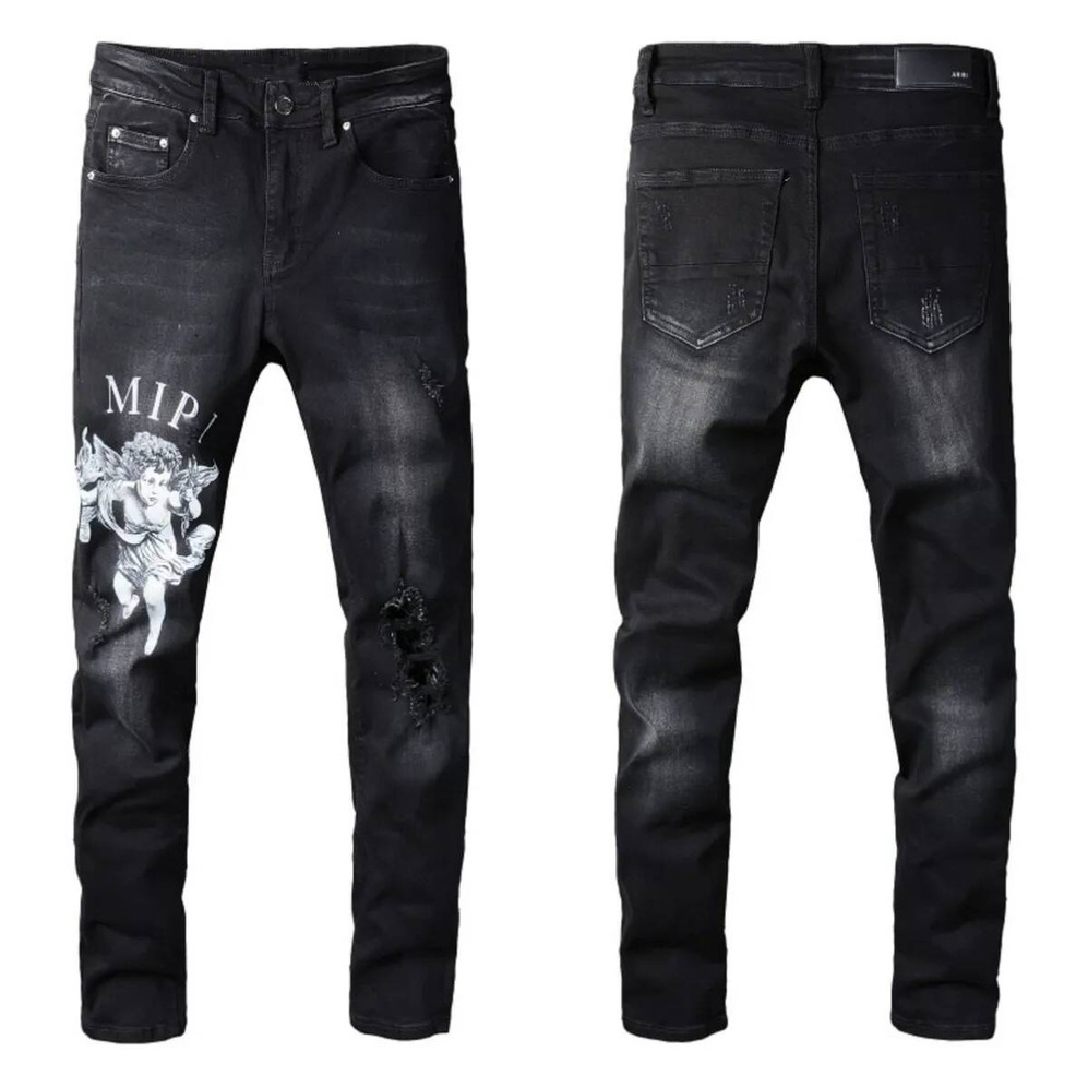 AM Jeans Designer Jeans Man Womens Mens Jeans Black Pants High Quality Straight Design Retro Streetwear Casual Sweatpants Designer Jeans For Woman 9