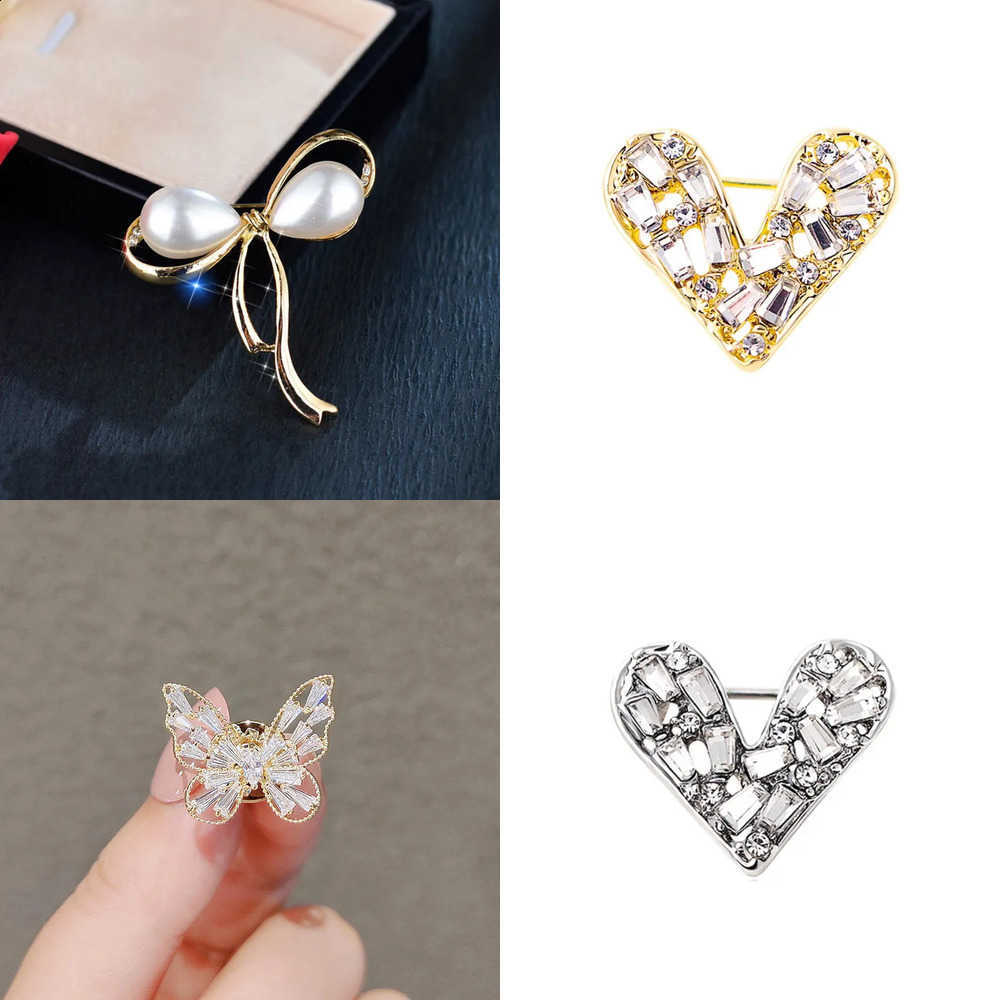 Style Fanshin Heart Korean Brooch Shiny Rhinestone Hollow out Alloy Elegant Women's Pin Breastpin J260915