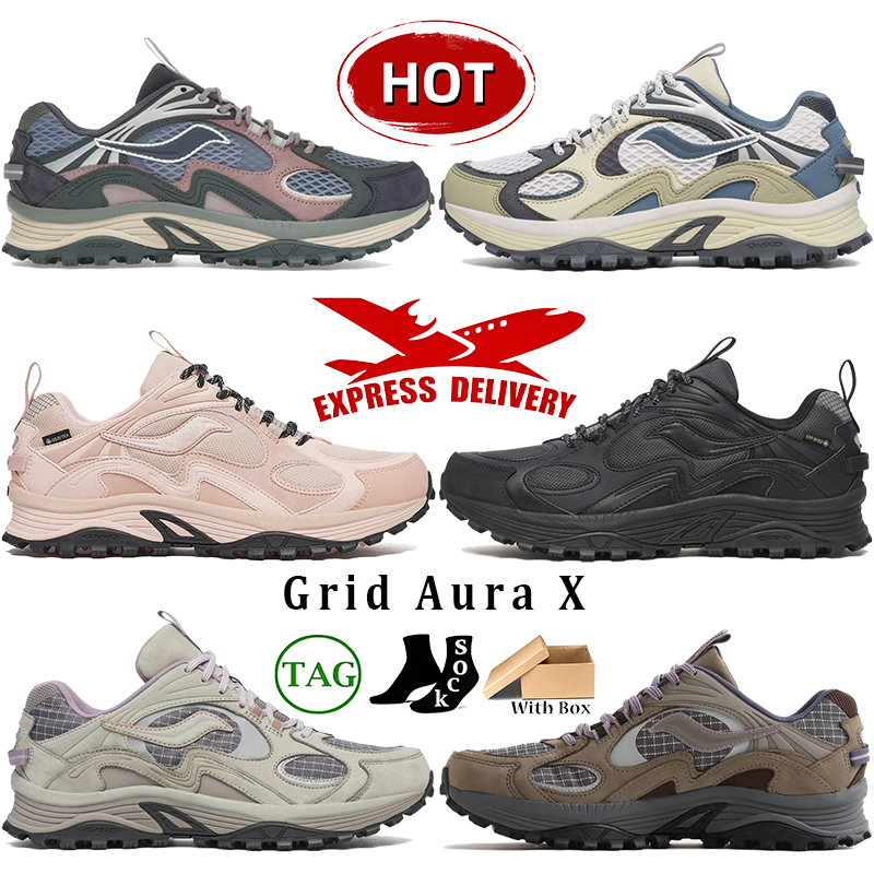 Designer Shoes Running Shoes Sauconny Grid Aura X Sneakers Mens Sauconies Sneakers Womens Sauconyy Sports sneakers Trainers Blue Multi GTX Black Gre