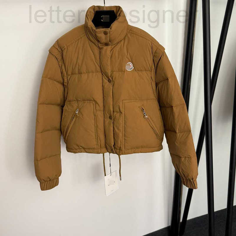 Designer Women's Down & Parkas high-end stylish new white duck down-filled, detachable-sleeve, short-length, long-sleeve down jacket