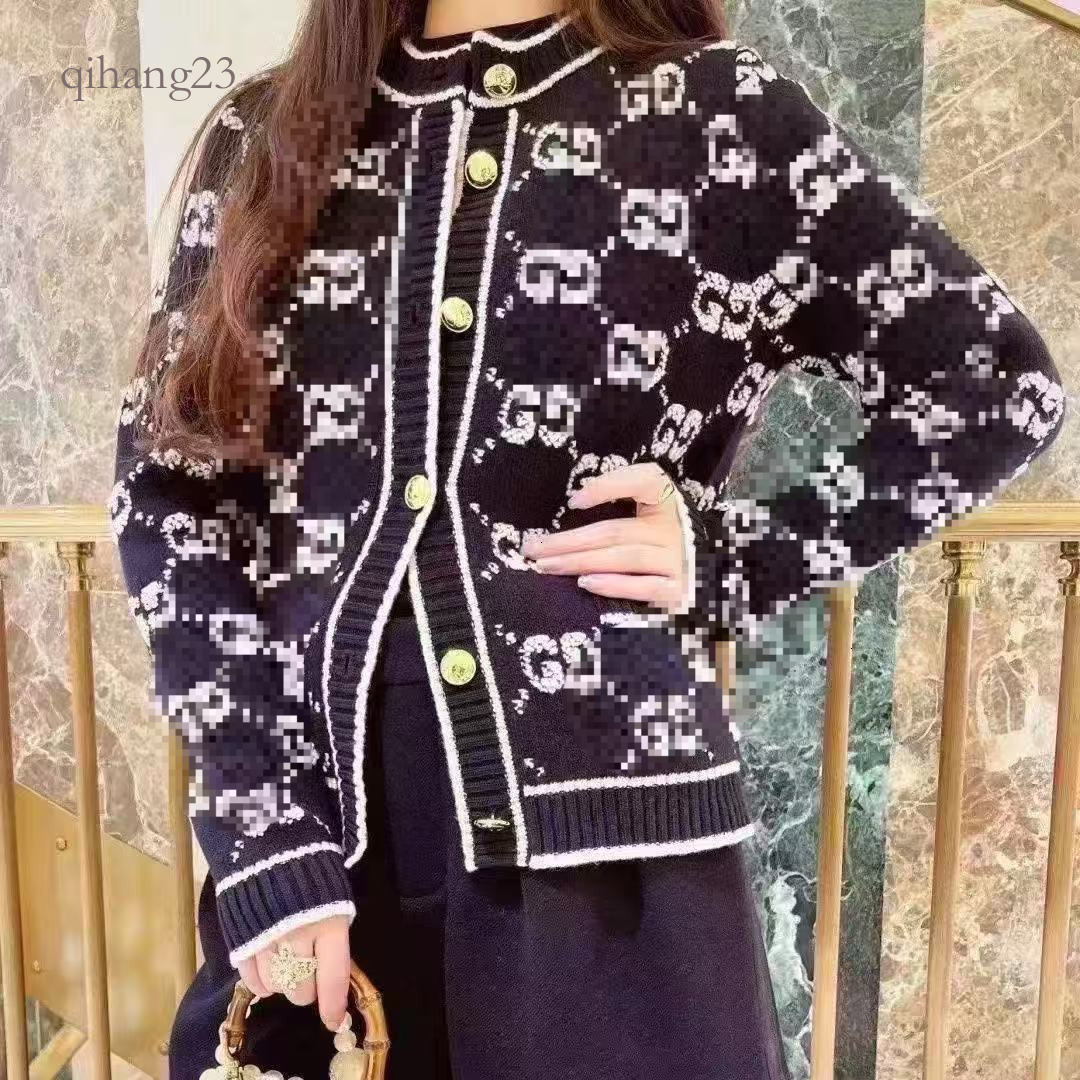 Gg Sweater Designer Women Cardigan Sweater Slim Fit Round Neck GG Pattern Contrasting Colors Knitwear Sweaters Autumn Luxury Leisure Fashionable Gg