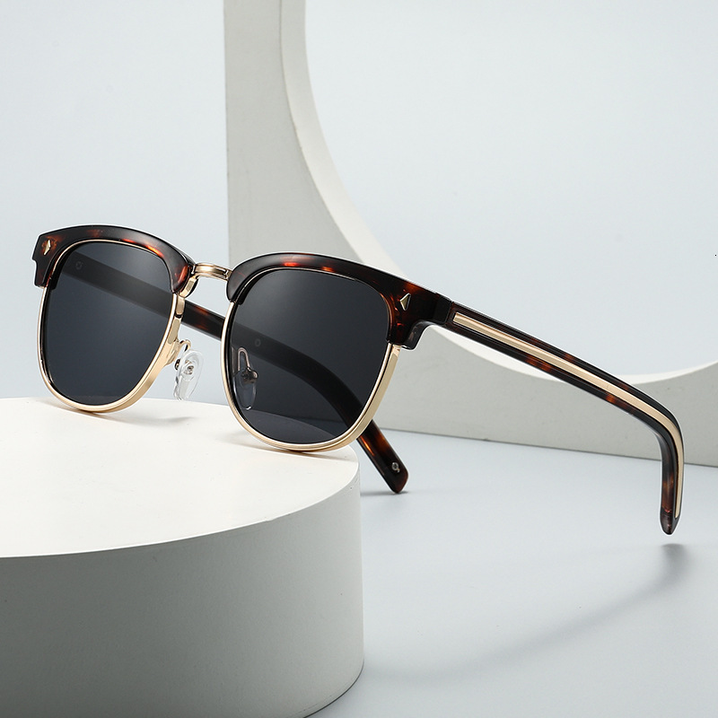 Retro Half-Frame Eyebrow Trendy Cool For Both Men And Women, Uv400 Outdoor Sunglasses