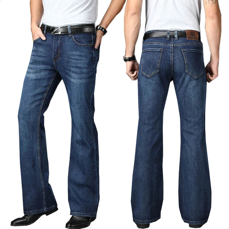 Jeans Men Mens Flared Jeans Boot Cut Leg Flared Male ner Classic Denim Jeans High Waist Stretch Loose Flared Blue Jeans 260916