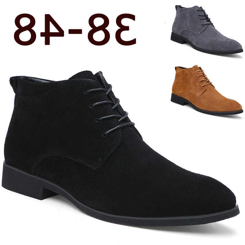 for Men Business Chukka Boots Mens Boots High Top Casual Shoes Outdoor Leather Mens Winter Shoes Male Black Grey 2019 D260916