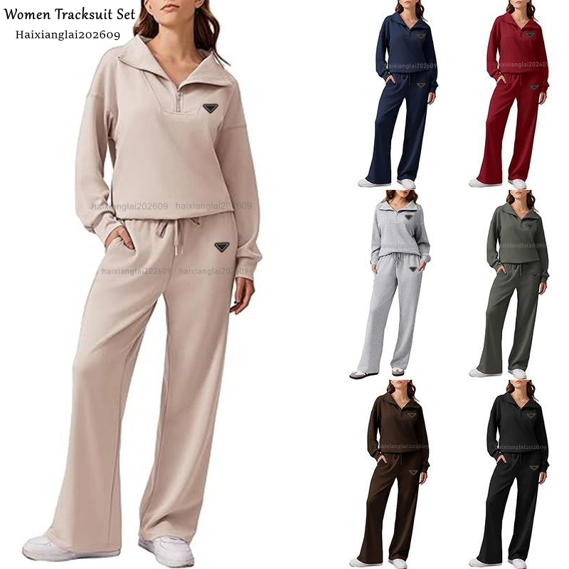 Womens Tracksuit Designer Long Sleeve Half Zip Coats Pants Autumn Women Clothing Sets Gym Sports Female Clothes Designer Women Two Piece Sets Design
