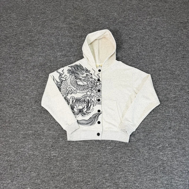 Cardigan Button Embroidery Dragon Derschutze Hoodie Men Women High Quality Streetwear Loose Sweatrshirts Cotton Hooded Pullovers 260916