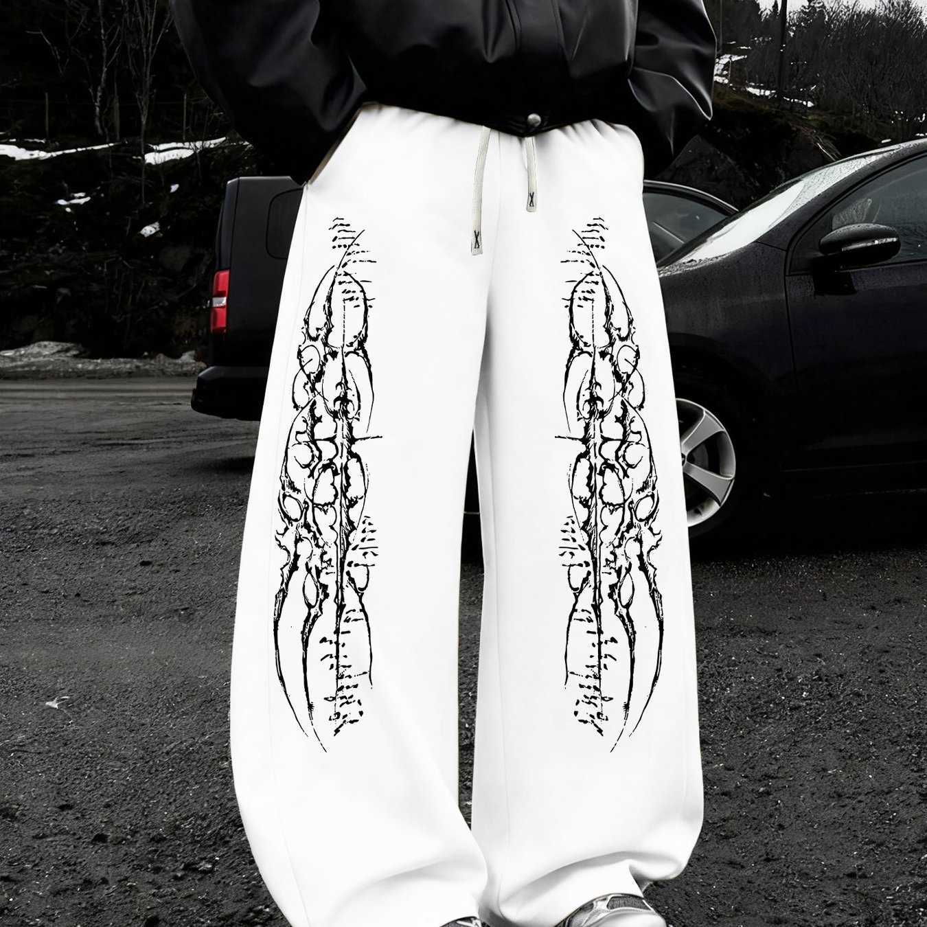 Dark Thorn Printed Men's Casual Sports Campus Running Pants Straight Pants Autumn New Collection D260916
