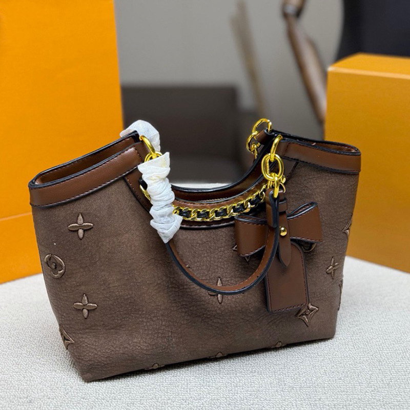 10A Designer Fashion Ladies Mabillon Embroidered Chain Tote Bag Shoulder Bag Paired with Leather Chains and Bow Tags for Decoration In Multiple Colo
