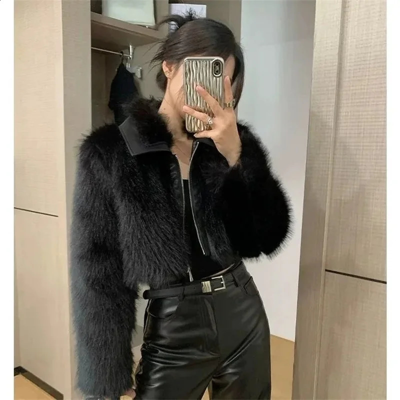 Fur coat Women's fur Coat Trend Autumn and Winter Fashion Faux y Lapels Mao Blouse 260915