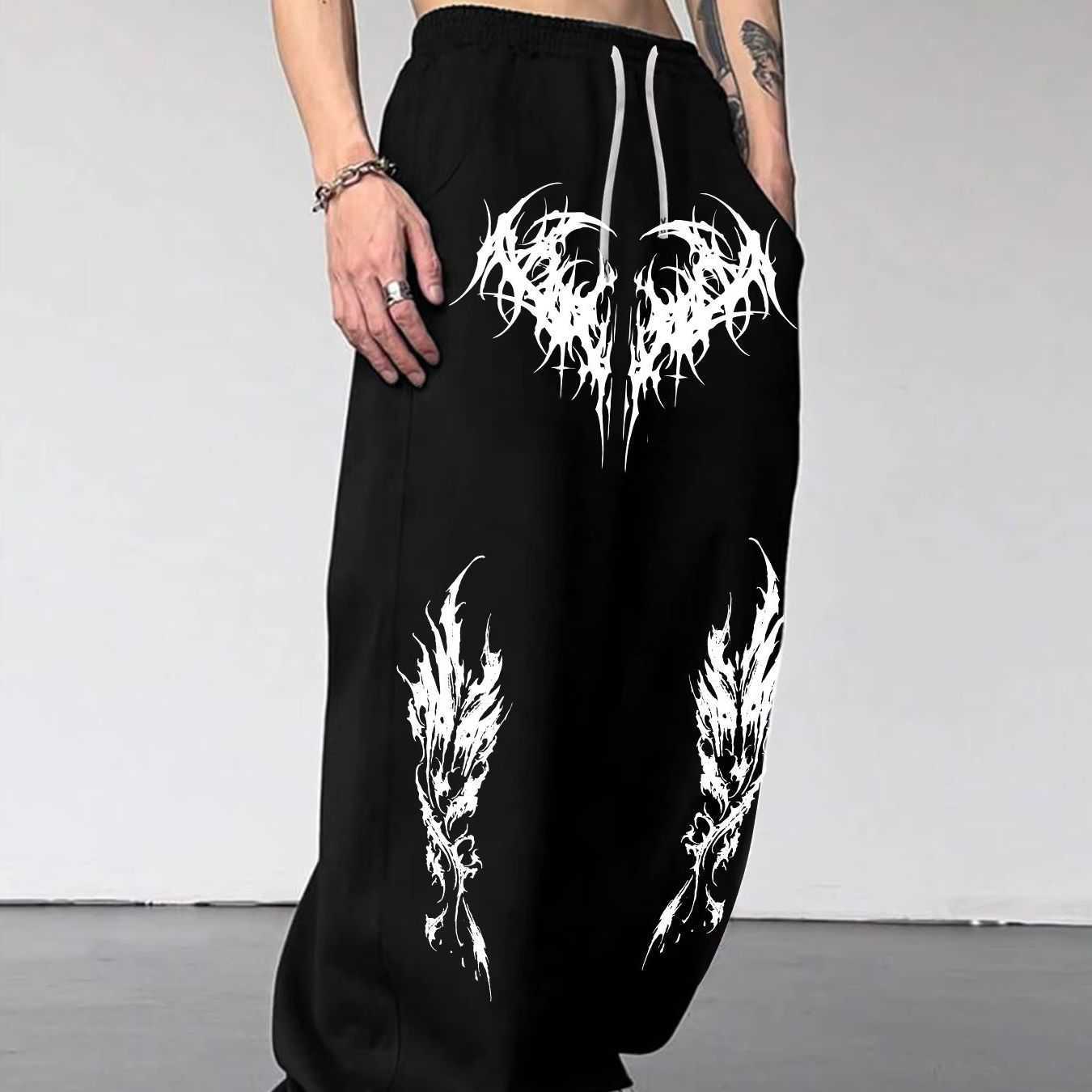 Gothic dark style men's casual sports jogging pants fashion trend sports long wide leg pants men clothing baggy pants D260916