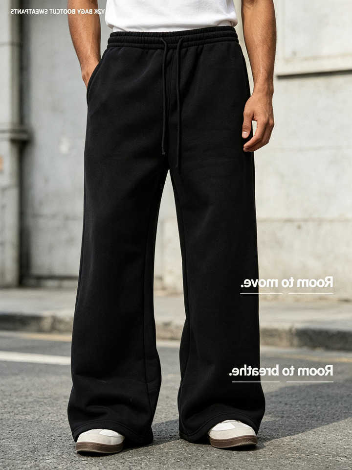 Sweatpants Bootcut Men Y2K Baggy Retro Streetwear Flared Joggers Drawstring Waist LooseFit Trousers For Men Daily Casual Wear D260916