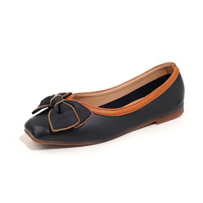 Fashion Flats for Women Single Shoes Butterflyknot Soft Comfortable Slipon Ladies Boat Plus Size 41 A4883 260916