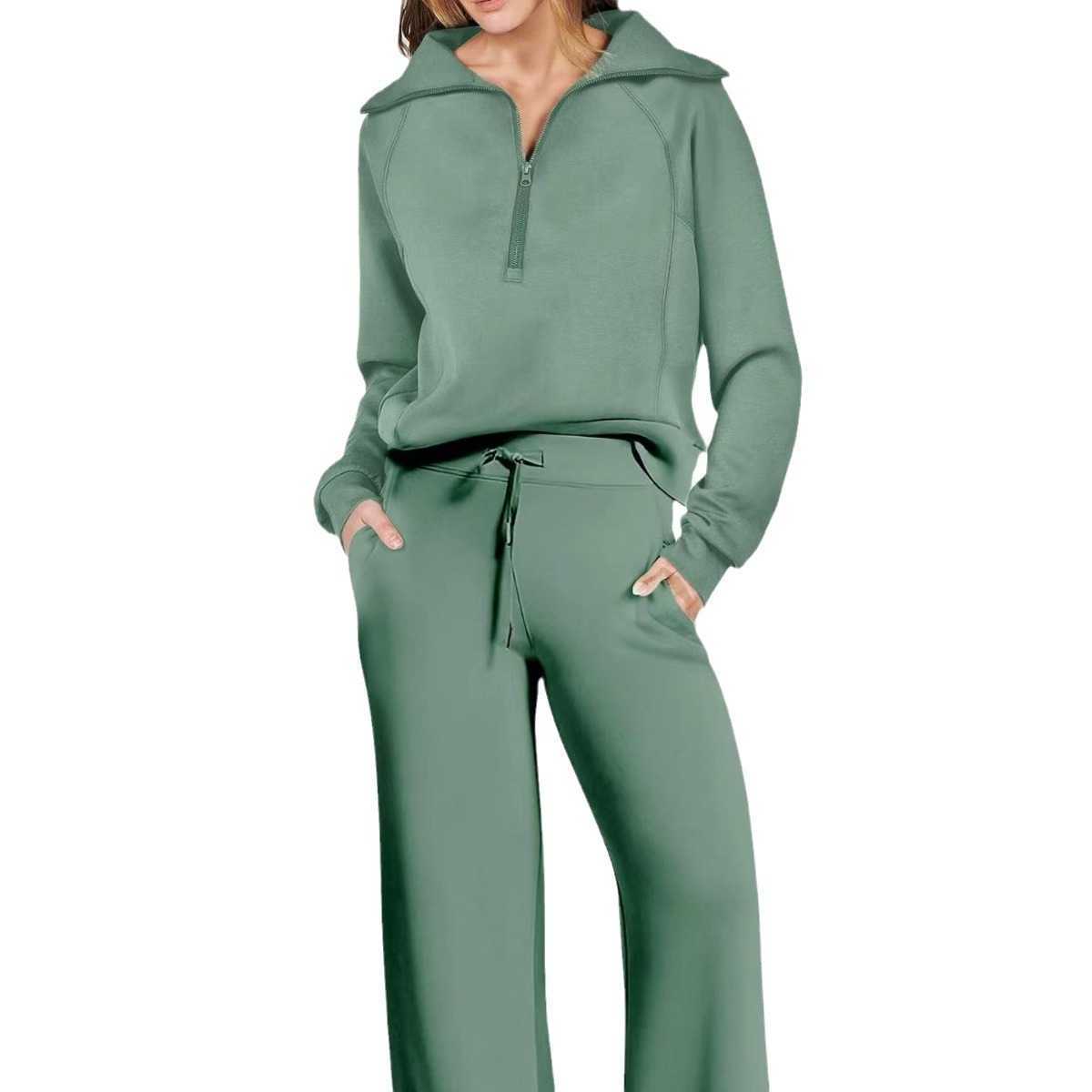 Pieces 2 New Winter Zipper Sports Suit Hooded Casual Loose Sweatshirt Long Slved Outdoor Running Suit Sportswear for Women S260916NI99