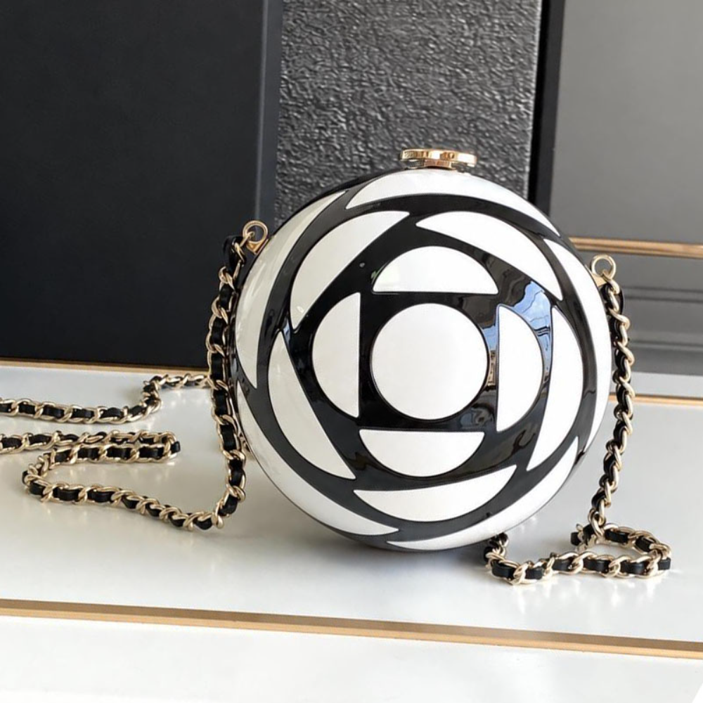 Round Hard Case Clutch Chic Geometric Resin Enamel Sphere Chain Shoulder Bag for Evening Parties Top-Tier Designer New Arrival