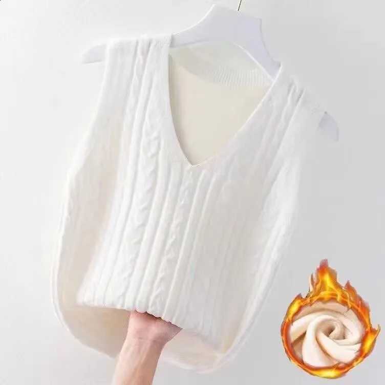 /Unlined Women's Fleece Knitted Lined Vest 2026 New Autumn Solid V-neck Sleeveless Outerwear Commute PulloverW260915