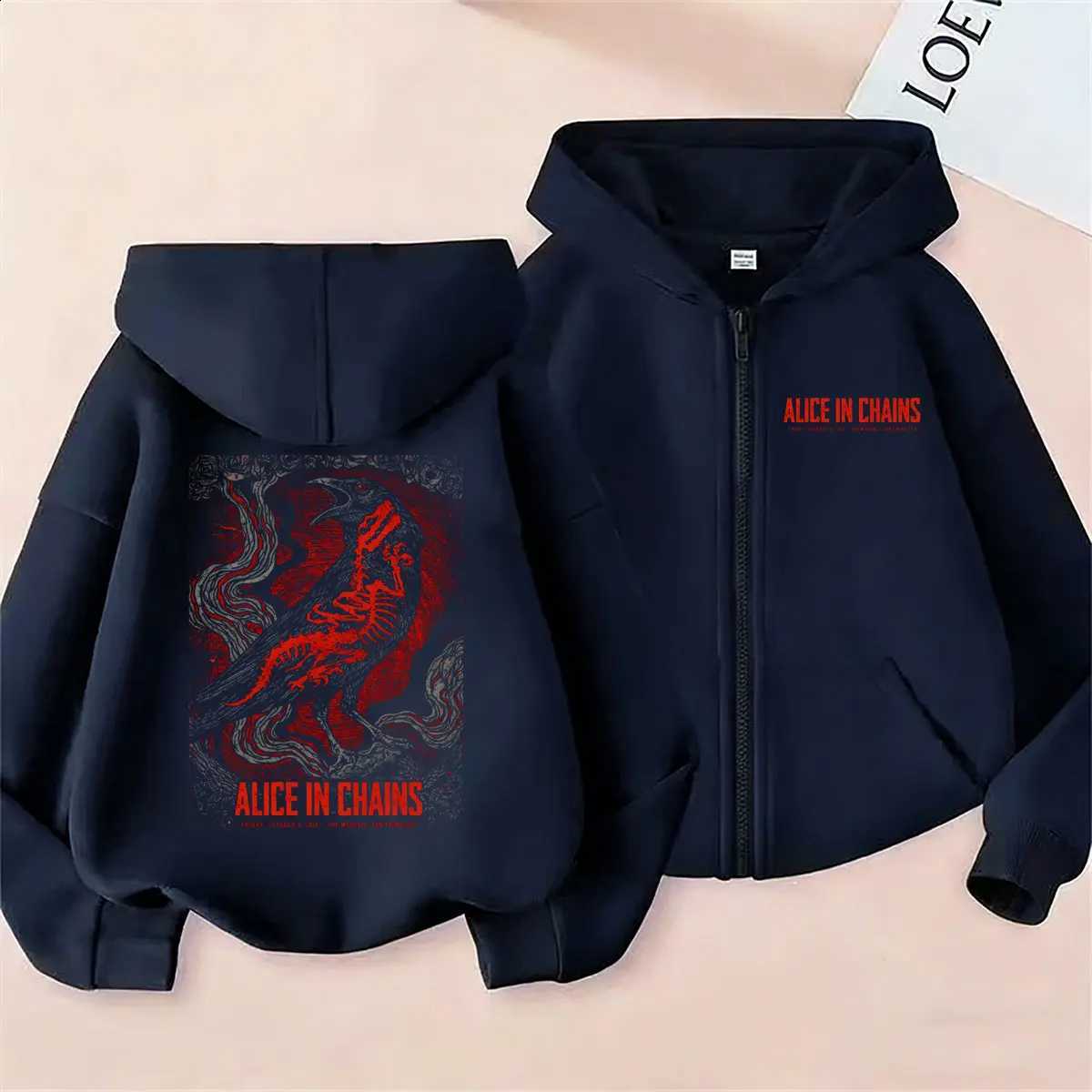 Alice Christmas hoodie Rock Band in Chains Zipper Hoodie Male Casual Vintage Zip Up Jacket Coat Men Women Clothing Gothic Punk Hoodies Streetwear C2