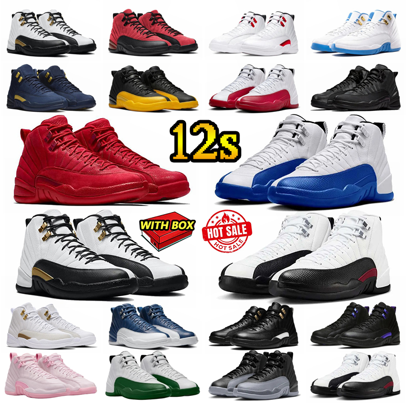 12 Designer Classic Basketball Shoes Sneakers Men Taxi 12s Bloodline Women Cherry Gold Blue Beige Dark Grey Leather With Box 40-47