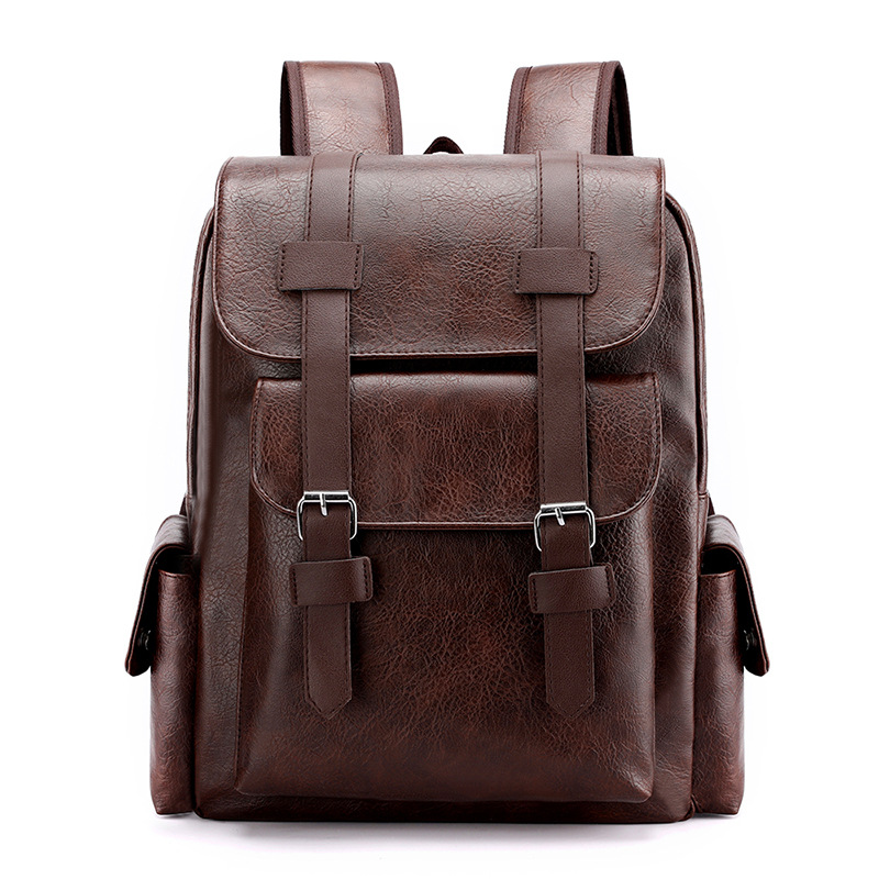 Hot selling new large capacity soft PU leather backpack casual business computer bag student backpack outdoor travel backpack