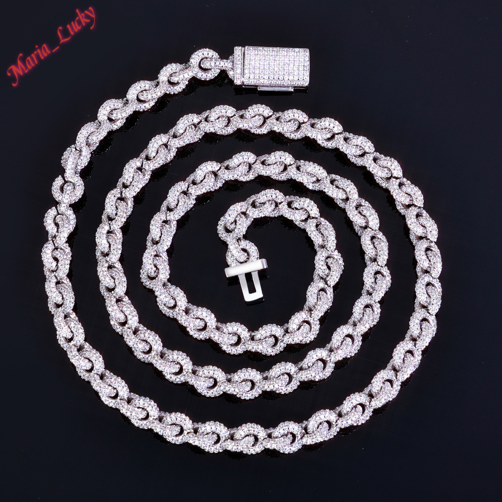GRA Past Test High Quality 8mm Interlocking Iced Out Chain 925 Sterling Silver Moissanite Link Necklace Chunky Hip Hop Statement Fine Jewelry For St