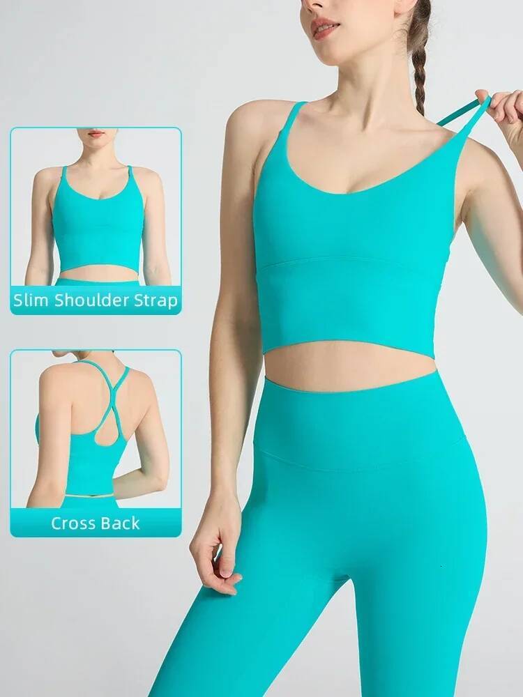 Solid Color Women's Bra Sexy Cross Strap Beautiful Back Sports Top Outdoor Jogging Pilates Breathable Yoga Clothing 26Y0916