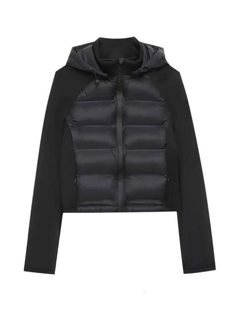 Winter 2026 Autumn Women's Vintage Hooded Splicing Short Padded Jackets Lady European Lightweight Zip Warm Sports Parkas CoatsT260916
