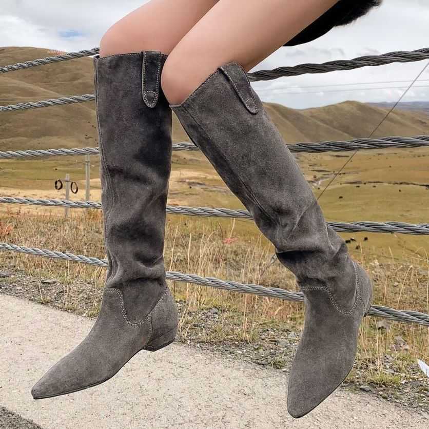 pile Low heeled up slimming knight boots for women 2025 new wide leg high leg boots not exceeding knee length long leg boots D260916