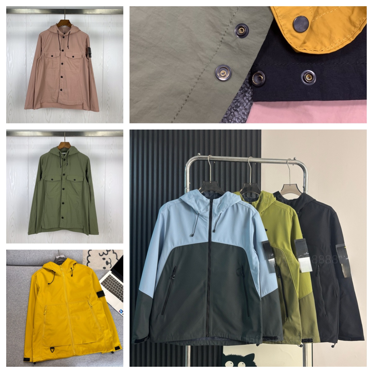Trendy and fashionable stone hooded spring and autumn workwear, men's jacket, new long sleeved fashion brand waterproof jacket255