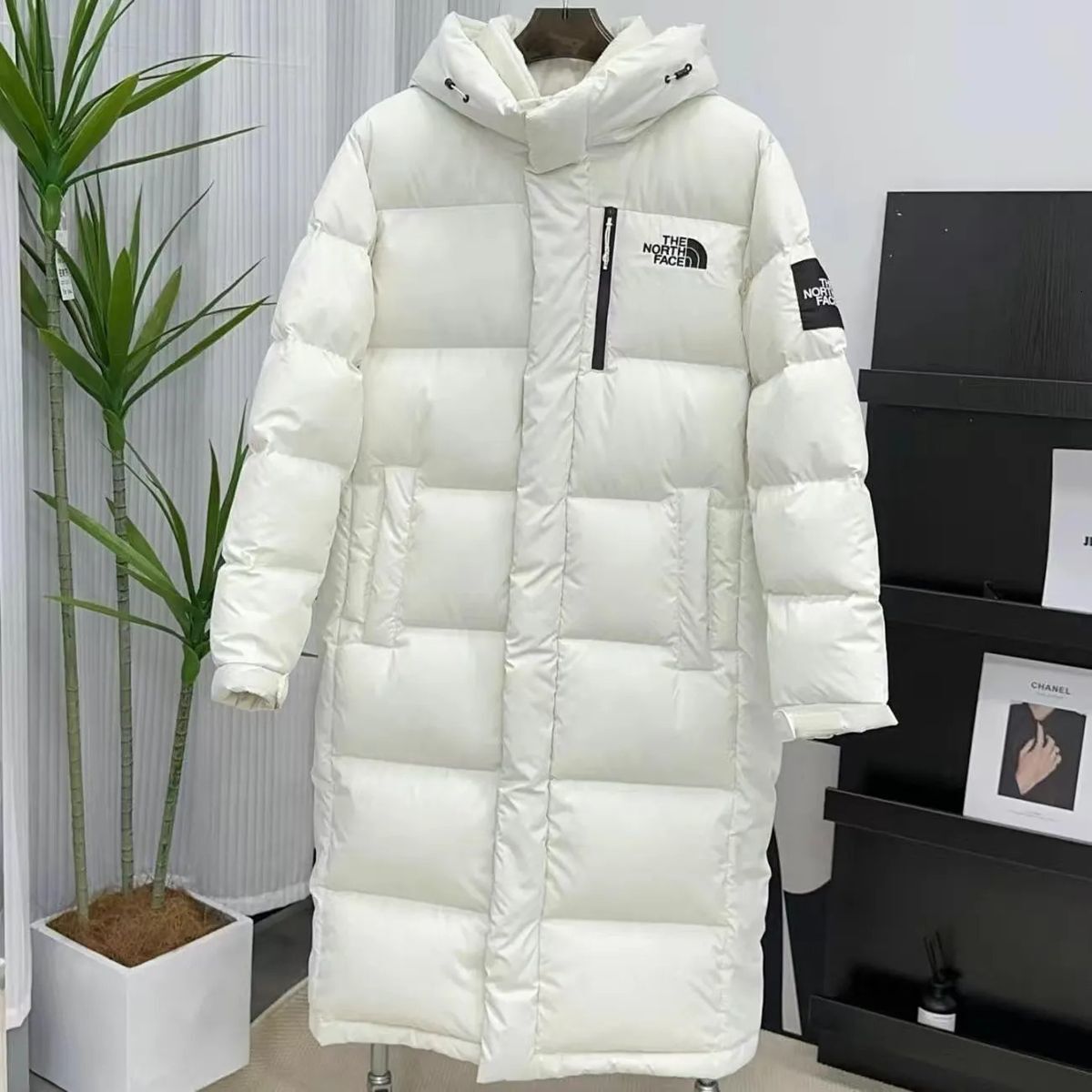 Pure original American-style long down jacket, over-the-knee length, white duck down, unisex, warm and cold-resistant, suitable for couples, hooded